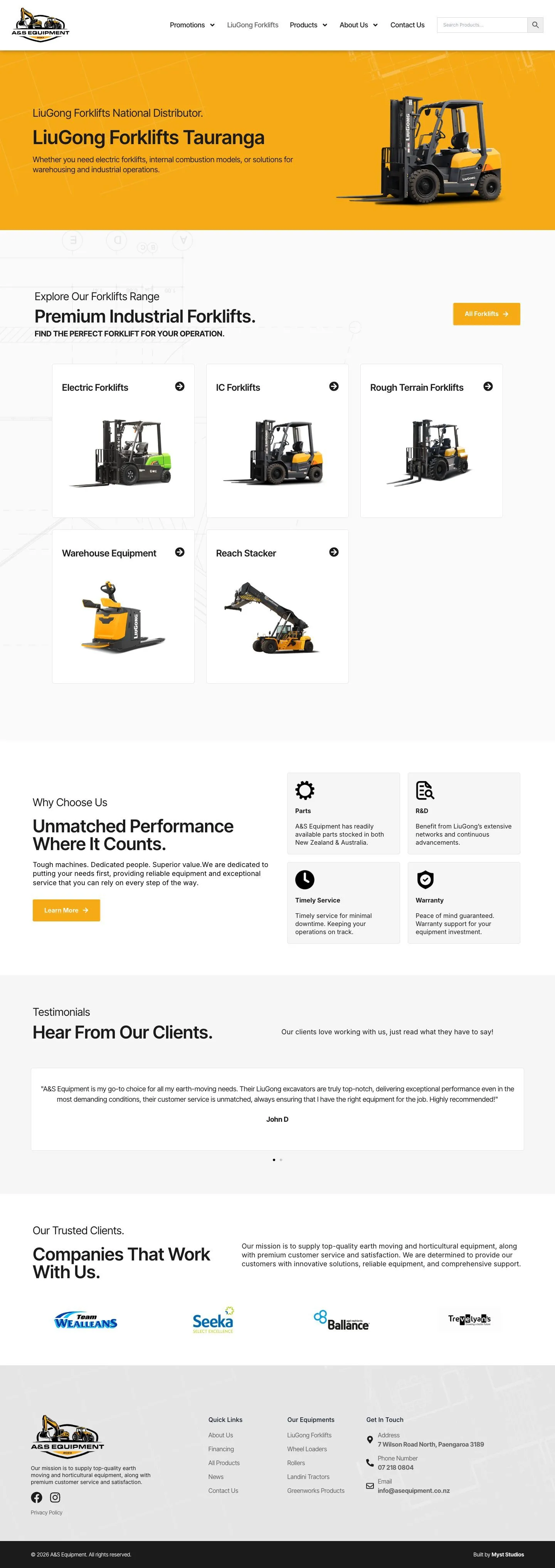 The full LiuGong Forklifts page with the forklift range