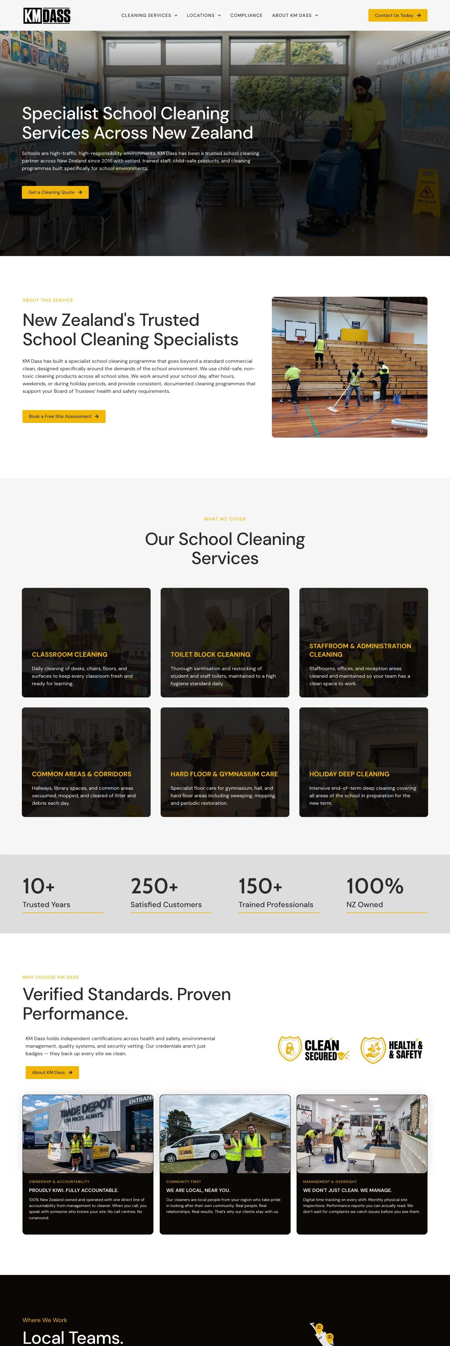 The School Cleaning service page