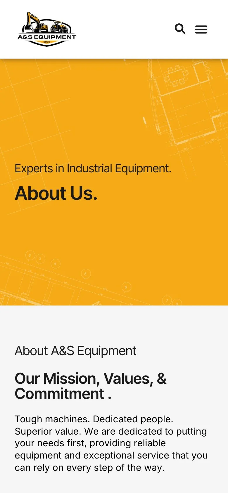 The About Us page on a phone
