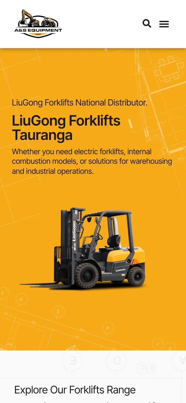 The LiuGong Forklifts page on a phone
