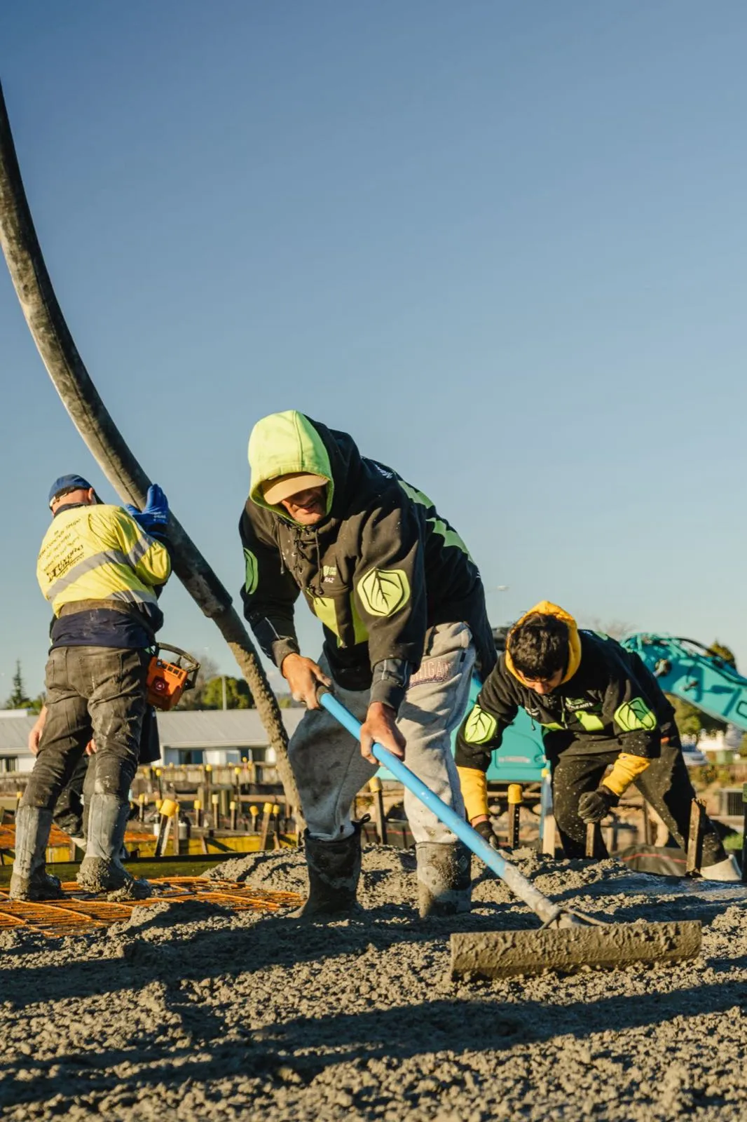 Wise Concrete Taupō crew screeding a concrete pour